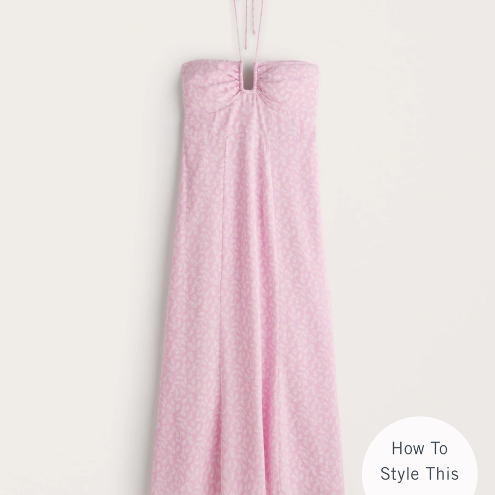 Pink floral maxi halter dress
